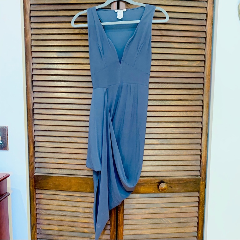 Gray Asymmetrical Deep V-Neck Racerback Dress